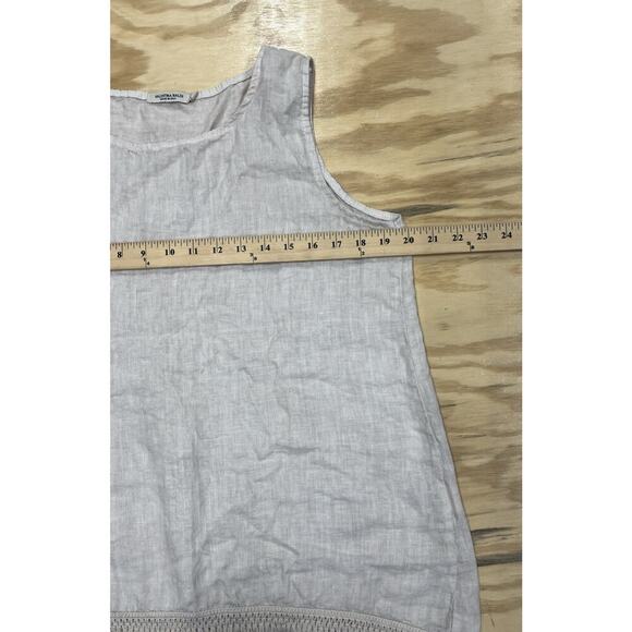 Valentina Naldi 100% Linen Tank Top Tunic Beige Womens Large Boho Beachy Flowy - Picture 7 of 8